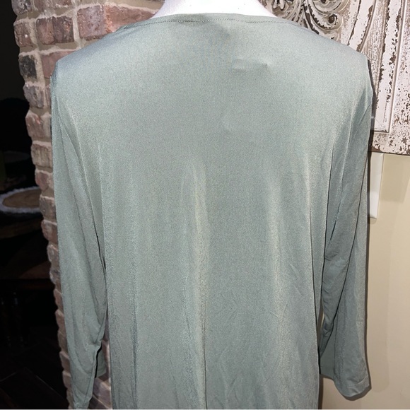 Christopher & Banks Blouse Womens Size Large 3/4 Sleeve Green Polyester Elastine - Picture 10 of 10